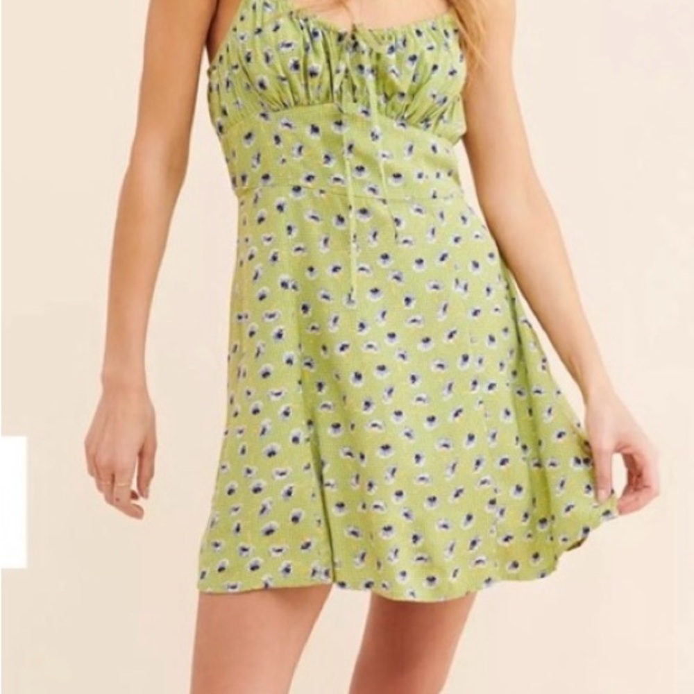 Urban Outfitters Green Floral Mini Dress